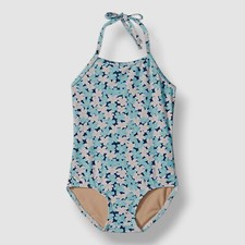 Toobydoo Kids Girl's Blue Print Halter One-Piece Swimsuit Swimwear Size 9-10