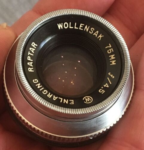 Vintage Wollensak Raptar 75mm f/4.5 Enlarging Lens Mint Glass