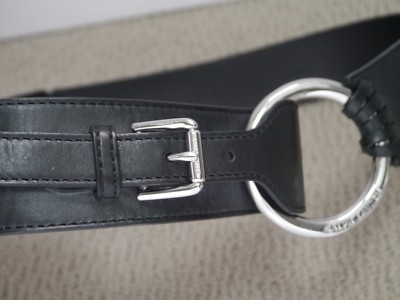 NEW RALPH LAUREN black leather shiny silver circle and  display picture 3