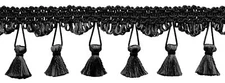 Tassel Fringe Trim, Style# TFSS0225, Color# K9 - Pure Black [10 Yards]