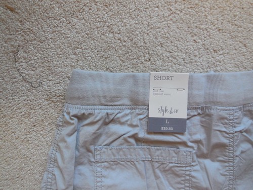 Women's Style & Co Bermuda Roll Cuff Mid Rise Shorts Size Large Misty Harbor - Picture 9 of 10