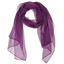 Solid Color 100% Silk Long Scarf Majestic PurpleOne Size
