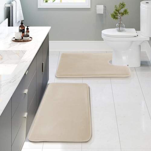Bathroom Rugs, Velvet Memory Foam Bath Mat, Non-Slip Bath Rugs, Machine Wash,...