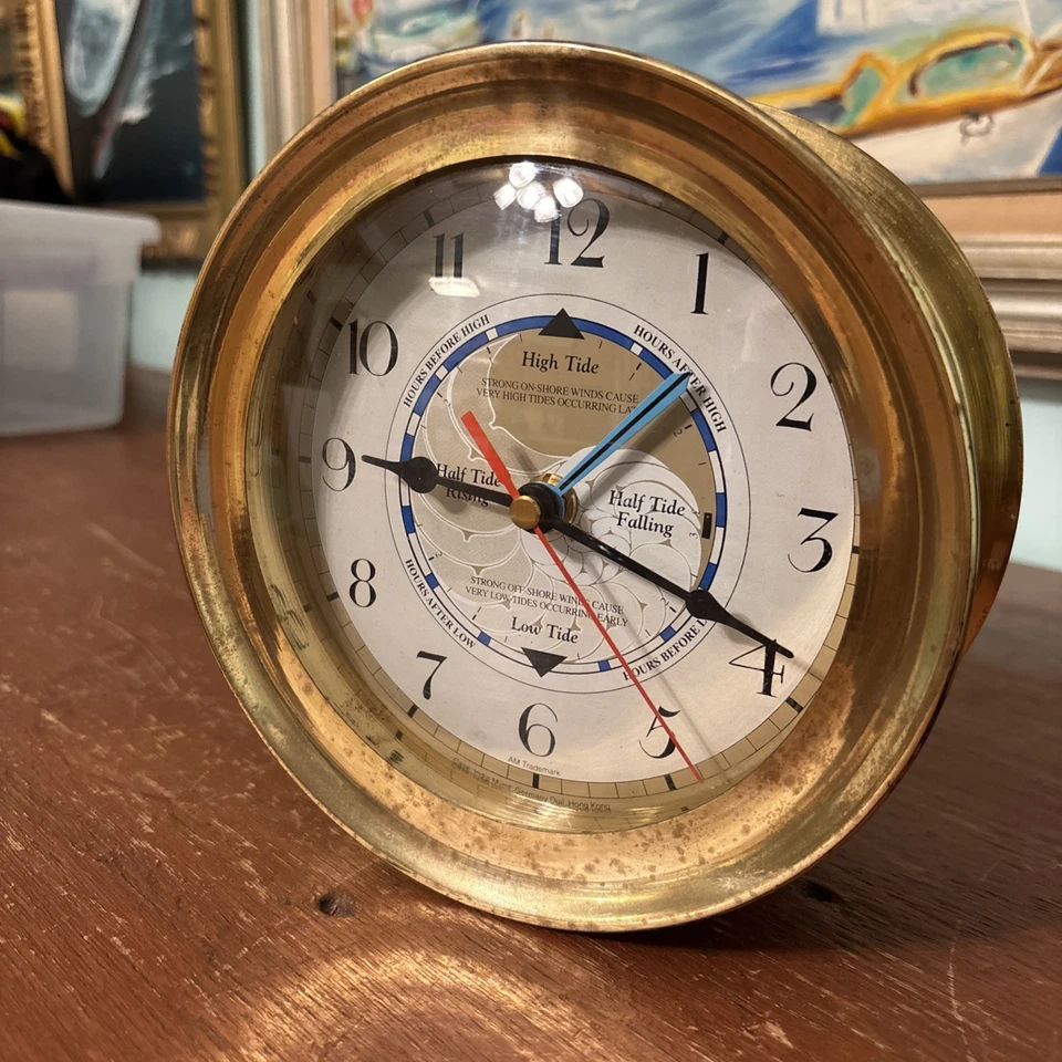 Brass Captain Tide Nautical Mariner Maritime Boat Ship Clock 7" HERMLE - Image 2 of 4
