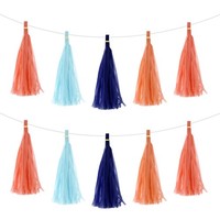 20Stk Orange Hell Orange Hell Blau Dunkel Blau Quaste Girlande Banner