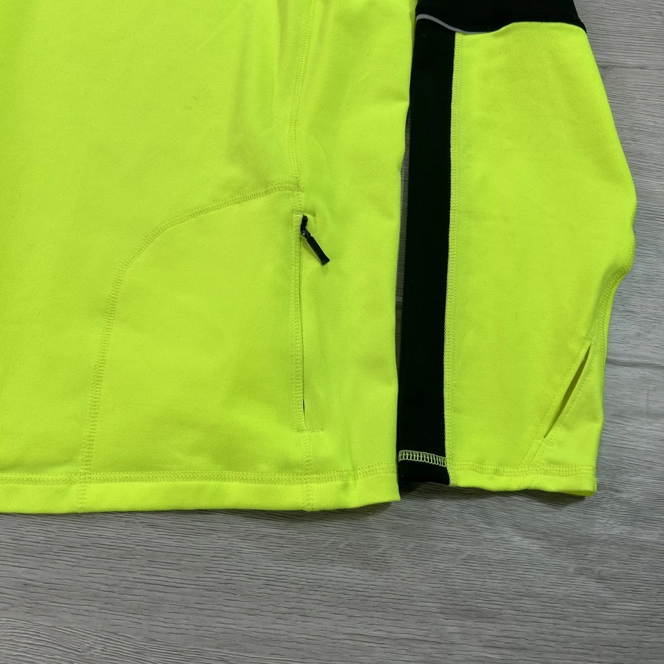 Pullover Brooks para correr para hombre medio amarillo negro 1/4 cremallera reflectante agujeros para los pulgares Foto 4 de 4