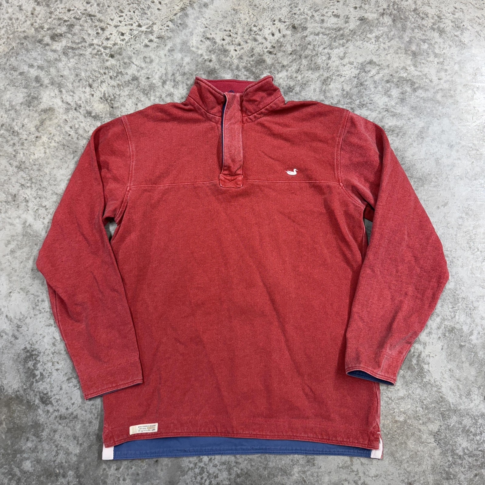 Southern Marsh Quarter Zip Pullover Mens Medium Red Embroidered Duck Logo Casual