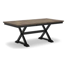 Bowery Hill Farmhouse Hardwood Solids Brown & Black Dining Extension Table