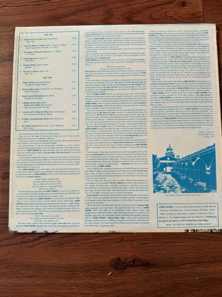 HOME GROWN IV VINYL LP 1978 KGB San Diego Punk Rock Sampler 1977 - Image 2 of 4