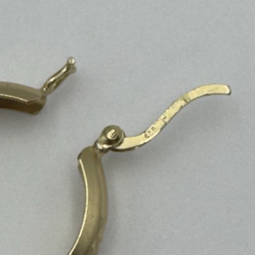 925 Sterling Silver Yellow Gold Plated Etched Hoop Earrings 3.3g Pierced 1” - Picture 7 of 12