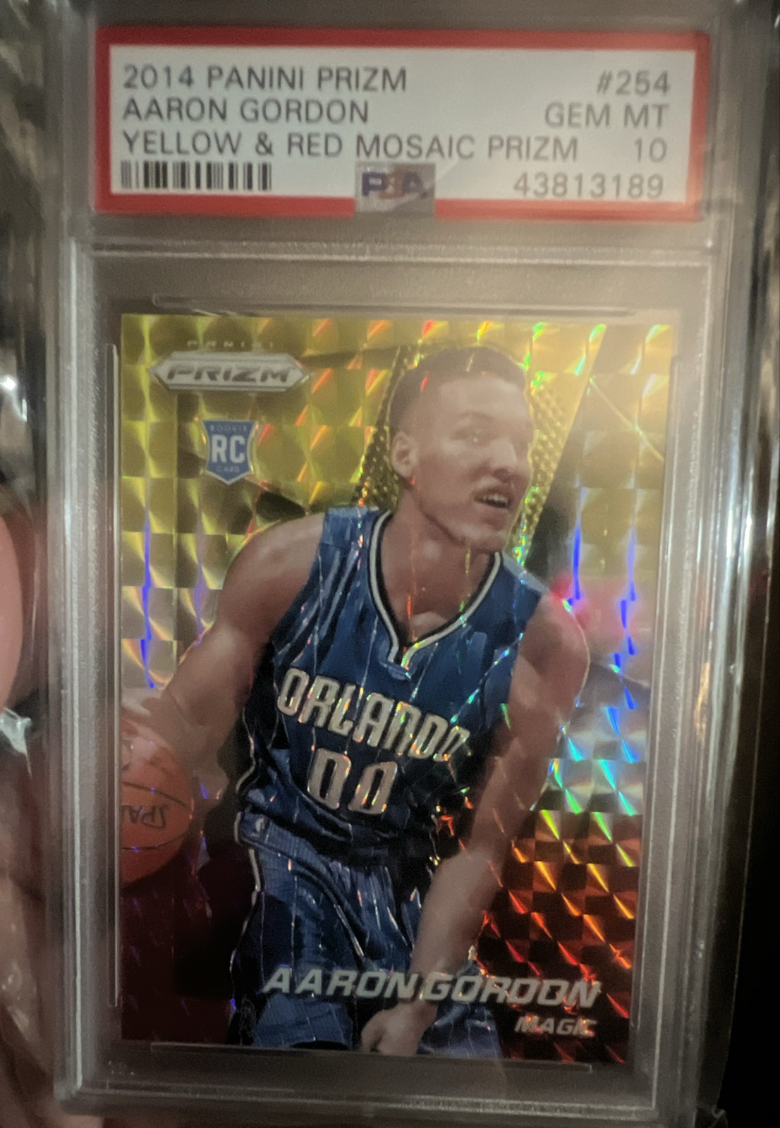 2014-15 Panini Prizm - Aaron Gordon #254 Yellow & Red Mosaic Prizm (RC) PSA 10