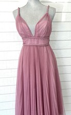 **NWT** ASOS DESIGN Belted Pleated Tulle Midi Dress in Rose-Pink, Size 2