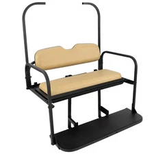 EZGO TXT Golf Cart Rear Flip Seat Kit (1995 - Up) | Gusto® with OEM Tan Cushion