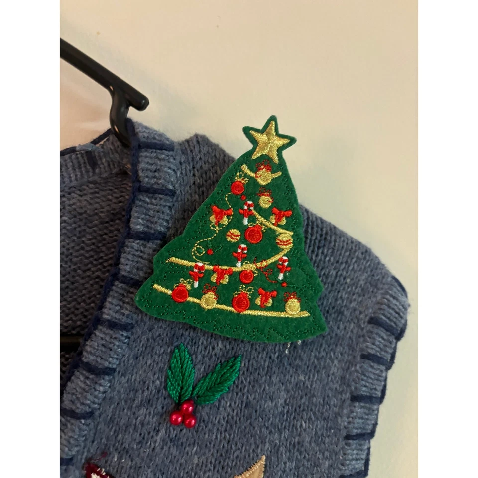 Colete Suéter de Natal Segue Noel Feminino Grande Malha de Férias Feio EUA Patriótico - Imagem 4 de 4