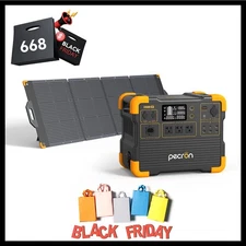 PECRON E1500LFP Portable Power Station 2200W 1536Wh Generator + 200W Solar Panel