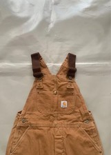 Carhartt Dungarees Bib Overalls Youth Age 14-16 Made In USA 30” Waist Brown 7468