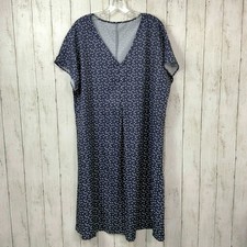 Shein Curve Women's Blue Heart Print V-Neck Short Sleeve Shift Dress Size 2XL