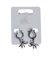 Disney Parks Figural Stitch Silvertone Finish Hoop Earrings, Lilo Stitch