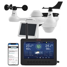 7-in-1 Wireless Weather Station with Wi-Fi, 7" TFT Colorful Display, Solar