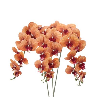 3Pcs Fake Orchid Stems 41\'' 9 Heads, Dark Yellow for Drak