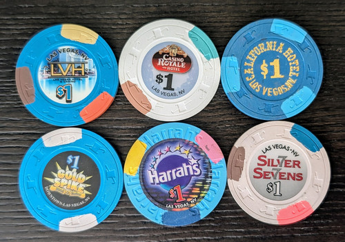 6 Las Vegas Casino Poker Chips