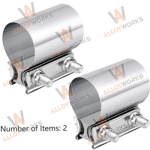 PAIR 3" Exhaust Clamps / Butt Joint Band Clamp Sleeve Coupler FIT Mufflers Pipes - Bild 2 von 10