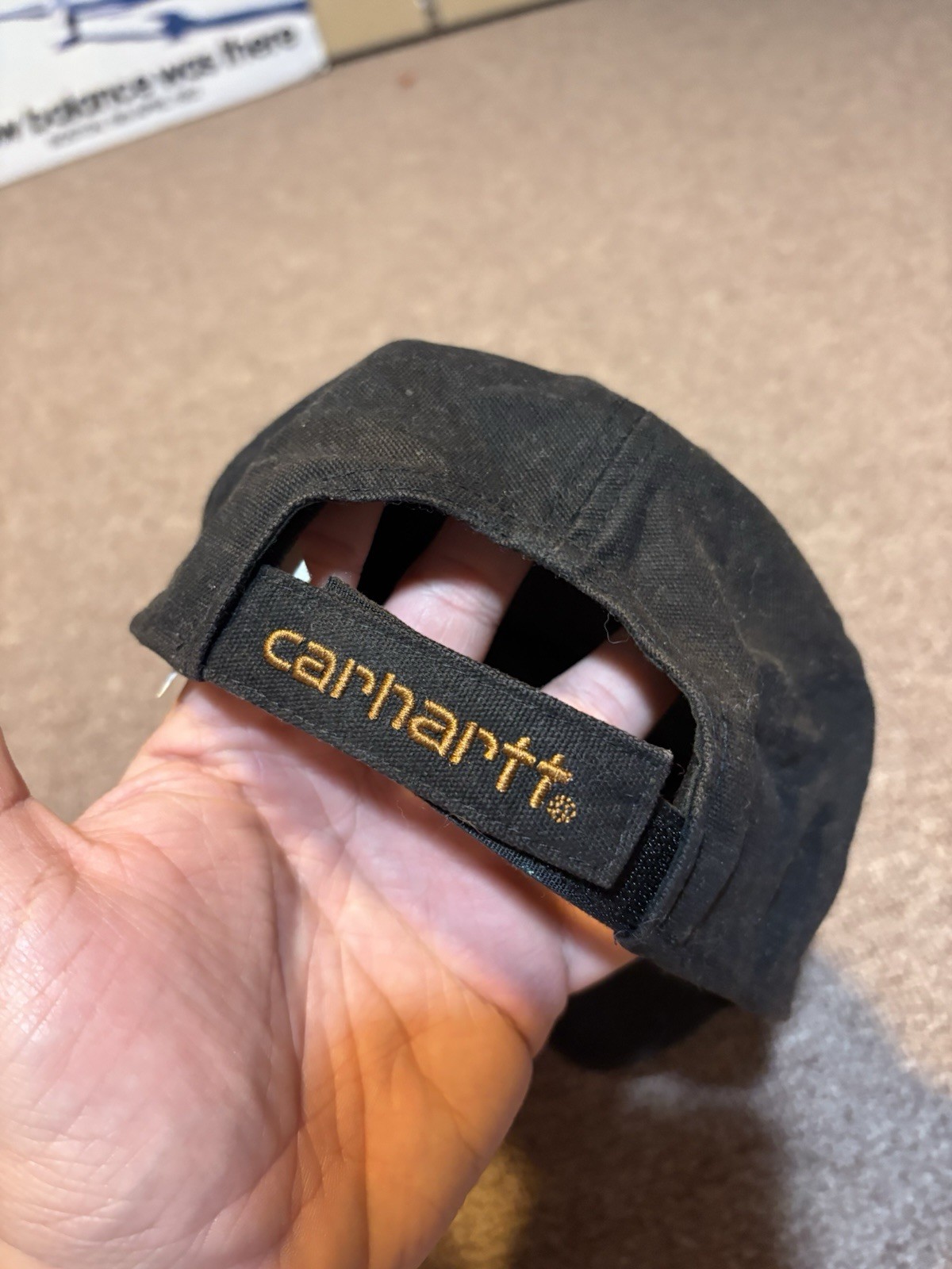 Basic Black Carhartt Leather Patch Workwear Hat - image 3