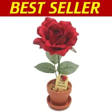 12th Anniversary Silk Rose Gift: Elegant Handmade Decoration in Terra Cotta Pot