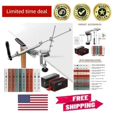 Precision Edge Knife Sharpener with Fixed Angle Design and 10 Whetstone Options