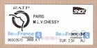 Ticket de metro - Paris - RATP - SNCF - origine et destination - Eurodisney -