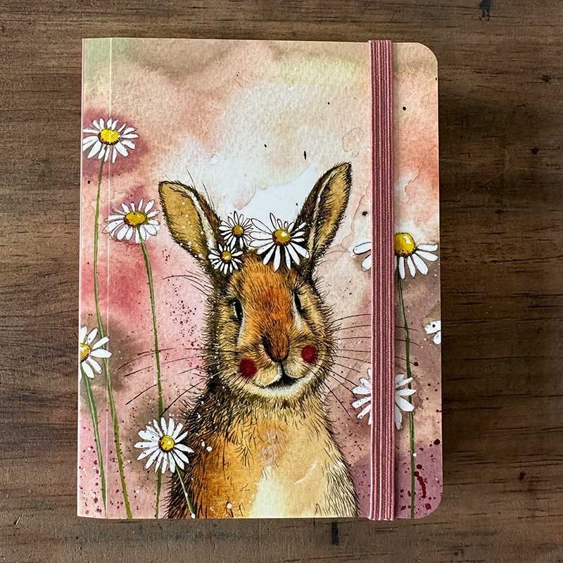 Alex Clarke Small Chunky Note Book with Elastic Cord Rabbit & Daisies