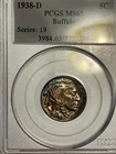1938-D Buffalo Nickel 5 Cents Coin Brilliant PCGS MS65-Beautifully Toned!