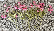 12 tiges de coquelicot rose artificiel