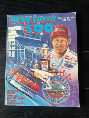 1989 NASCAR Daytona 500 Program Bill Elliott Darrell Waltrip Win #74 Cover Damag