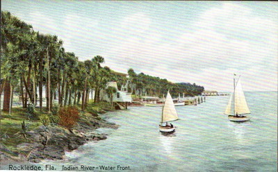 #ad Rockledge FL Indian River Water Front Divided Back Postcard Unposted $9.95