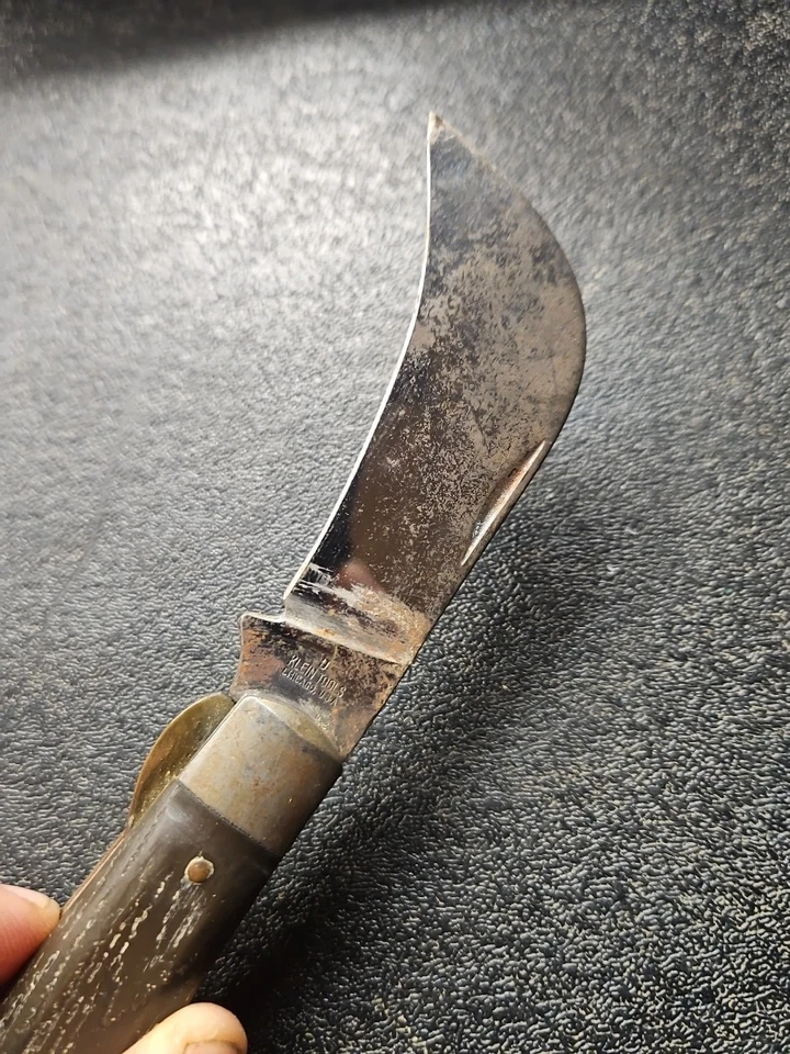 Faca vintage Klein Tools "U” Hawk Bill Chicago - Fabricada nos EUA marrom excelente estado usado - Imagem 4 de 4
