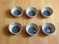 Manufactura Boleslawiec Poland Set of 6 Hand Made Ceramic Cereal / Fruit Bowls