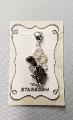Starborn Elite Schungit und Weißtopas Anhänger 27mm Sterlingsilber
