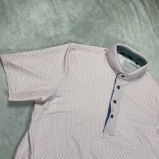 Greyson Polo Shirt Mens Medium Pink Geometric AOP Stretch Performance Golf