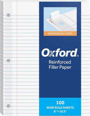 Reinforced Filler Paper, 8 X 10.5 Inch, Wide Rule, 3 Hole Punched, Lined Loose L
