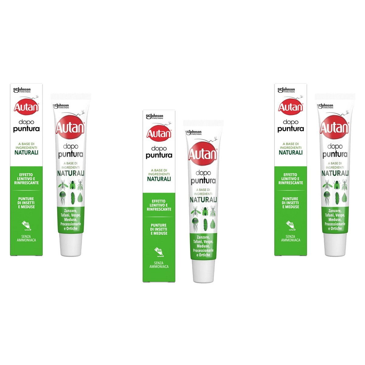 3pz Autan Dopo Puntura gel lenitivo rinfrescante punture insetti meduse 20ml