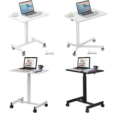 Uimoso Mobile Standing Desk Adjustable Mobile Laptop Desk Rolling Computer Table