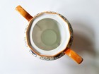 Beyer & Bock Porcelain Sugar Bowl with Lid, Orange, Black Trim (Germany c 1930s) — photo 8