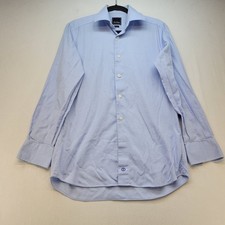 David Donahue Dress Shirt Mens 15.5 32/33 Blue Trim Fit Cotton