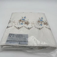 Vintage Jardin Collection Linen Table Cloth Romance Blue Floral 40"x86" New NOS