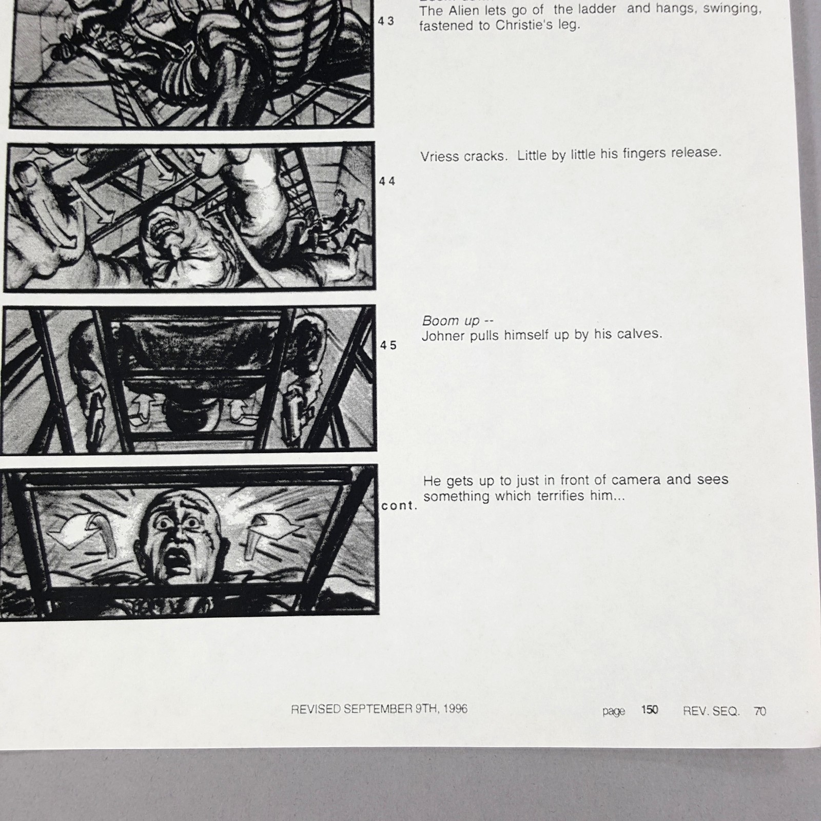 Image 10 of Alien: Resurrection - Production Used Storyboard, Alien Attacks Crew 150-70