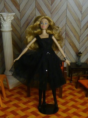 barbie black sequin dress Barbie x Unique Vintage Black Solo In The Spotlight Strapless Wiggle D