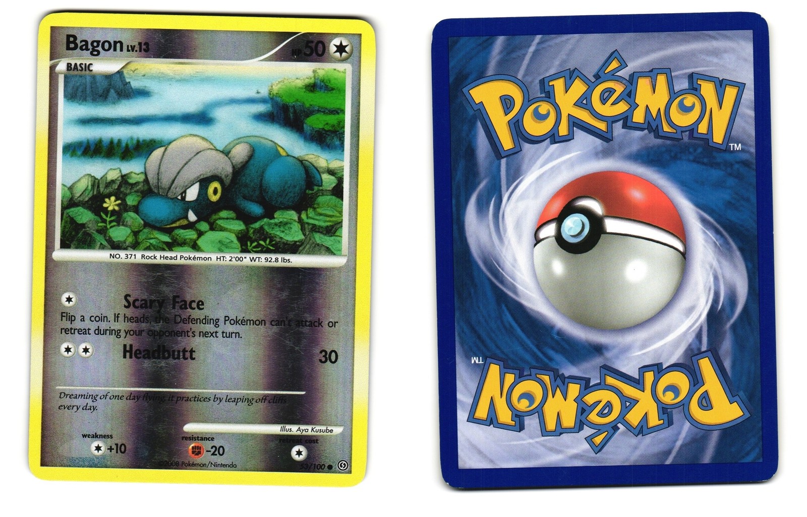 BAGON 53/100 COMMON STORMFRONT POKEMON REVERSE HOLO LP 2008