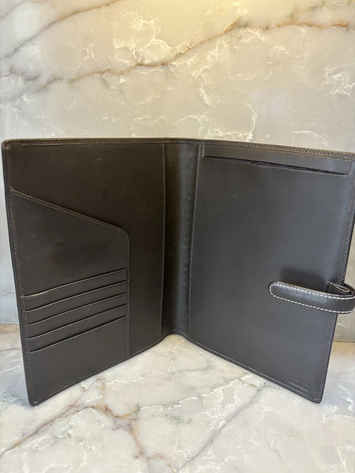 Cartera de bolsillo Coach vintage con monograma de lona de cuero para pasaporte agenda Foto 4 de 4