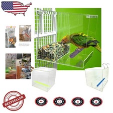 Bird Feeder: 24oz Clear Acrylic, Textured Perch, Indoor/Outdoor Cage